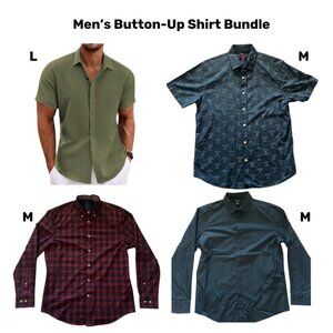 LAST CHANCE - OFFERS ACCEPTE - Men's Button-Up Shirt Bundle (3-Med & 1-Lg)